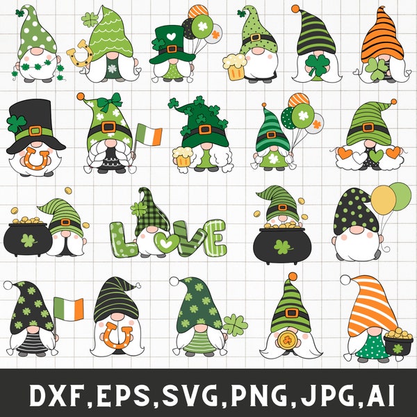 St Patrick's Day Gnome svg Bundle, St Patrick's Day svg, St Patrick's Gnome svg, Gnome png, Gnome cut files, Lucky Gnomes svg