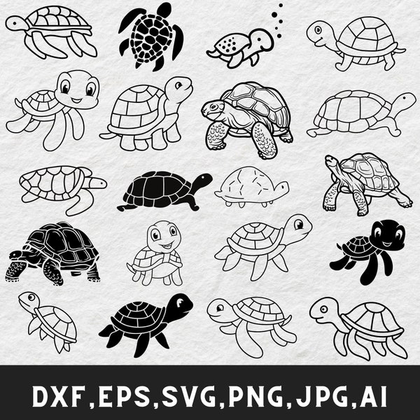 Schildpad SVG bundel, zeeschildpad SVG, schattige zeeschildpad SVG, babyschildpad SVG, Ocean Turtle SVG, schildpad gesneden bestanden voor cricut