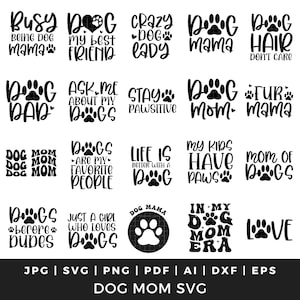Dog mom svg png bundle, Dog paw vector, Dog shirt design, Dog quotes svg, Dog lover svg, Dog mama svg, Paw print svg, Fur mom svg, Cut files