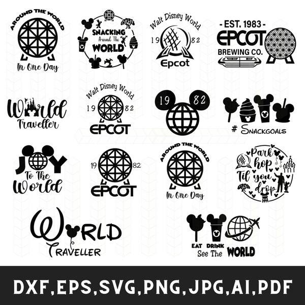 Bundle de voyageur du monde epcot svg, svg vacances en famille, collation autour du monde svg, svg voyage du monde, svg de voyage de filles, svg de voyage en famille