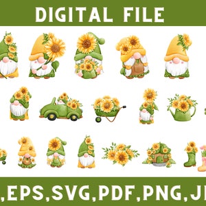 Summer Gnomes SVG | Spring Gnomes SVG | Garden gnome svg | Bee gnome svg | PNG honey clipart | Gnome cut file | Bee gnome svg | dxf | eps