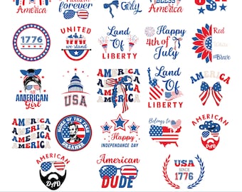 4th of July svg bundle, Retro fourth July svg, American girl svg, Patriotic svg, America svg, USA flag svg, American dad svg, Cricut files