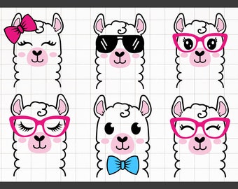Llama svg bundle, Funny llama svg Cricut, Cute llama face svg, Llama png, Llama sunglasses svg, llama lover shirt