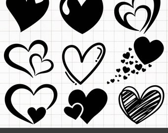 heart svg bundle, doodle heart svg, heart svg files for cricut, heart outline svg, heart png