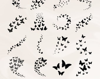Butterfly Swarm SVG Bundle | Flying Silhouette Cut Files