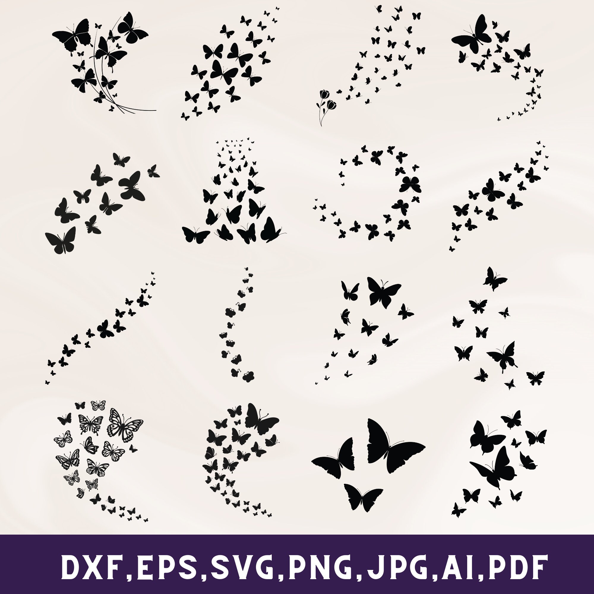 Flying Butterflies Svg Bundle Butterfly Swarm Svg Cut File Png, Cricut