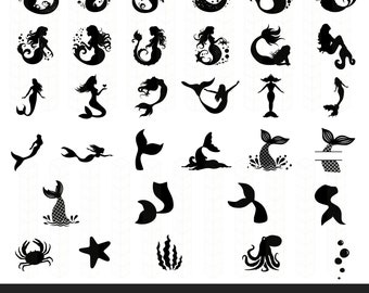 Mermaid svg bundle, Mermaid tale svg, Mermaid silhouette, Split mermaid tale, Cricut files