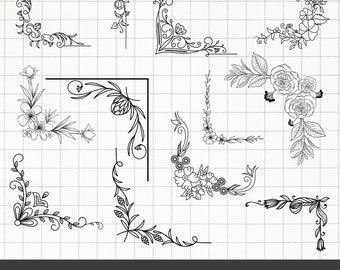 Blumen Ecke svg Bundle, Blumen Ecke svg, Blumen Ecke svg, Hochzeit Ecken svg, Blumen Ecke Silhouette