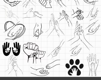 Hund Pfote und Hand svg, Hund Pfote Hand svg, Haustier Liebhaber svg, Katze Pfote Hand Hund Pfote Herz, Cut Dateien für Cricut