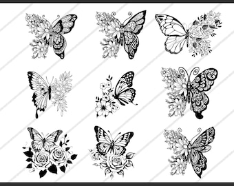 Blumen Schmetterling SVG-Schnittdateien | Cricut, Frau Shirt (Digitaler Download)