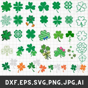 Shamrock svg bundle, Clover svg, St Patrick&#39;s Day svg, Leaf Clover svg, Cut files