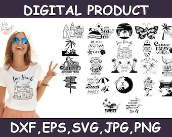 Summer svg bundle | Summer svg designs | Beach svg bundle | Summertime svg | Vacation svg | Summer shirt svg | Beach babe svg