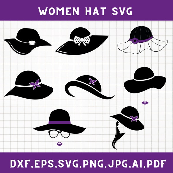 Women hat svg, Women in hat svg, Fashion hat svg, Woman hat png, Girl hat svg, Lady hat svg, woman hat clipart