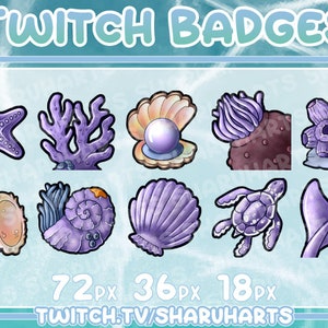 Twitch Sub Badges - Ocean / Bit Badges / Emote / Deep Sea / Collection / Kawaii / Streamer / Purple / youtube / Pastel