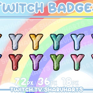 Insignia secundaria de Twitch - Letra "Y" | Insignias de bits | Gestos de discordia | Colección | Serpentina | Arcoiris | YouTube