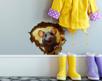 mouse wall decal, wall decals, wall hangings, mouse decal, wall stickers, mouse hole decal, mouse wall sticker, college dorm decor