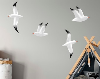 Vinilos decorativos de gaviotas para la habitación de los niños, decoración costera removible para el salón