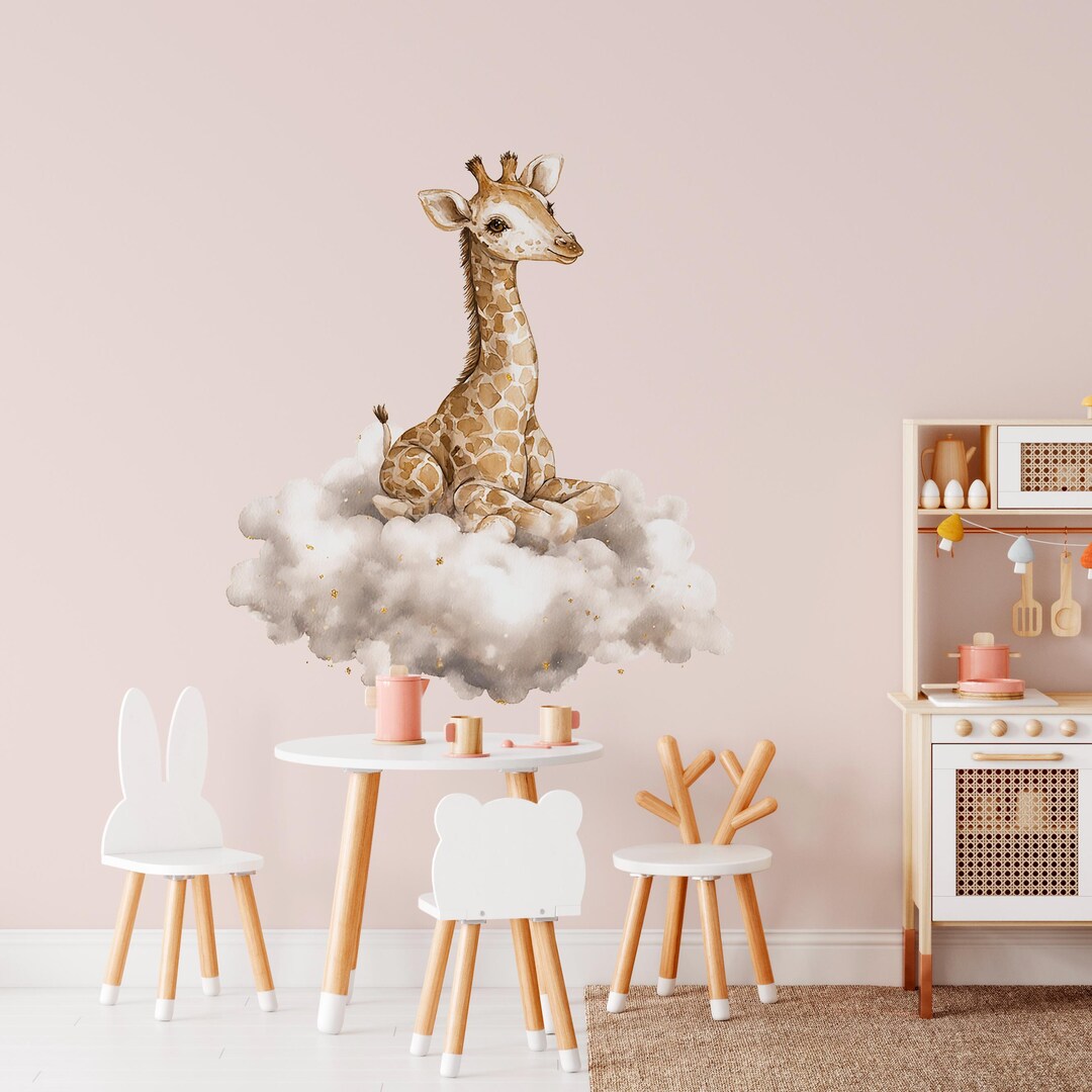 Nursery Wall Decal Giraffe - Safari Animal Wall Decal - Watercolor ...