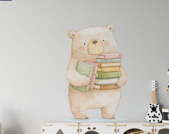 Bear Wall Decals - Nursery, Classroom Decals, Books Sticker, Forest Mural, Removable Stickers