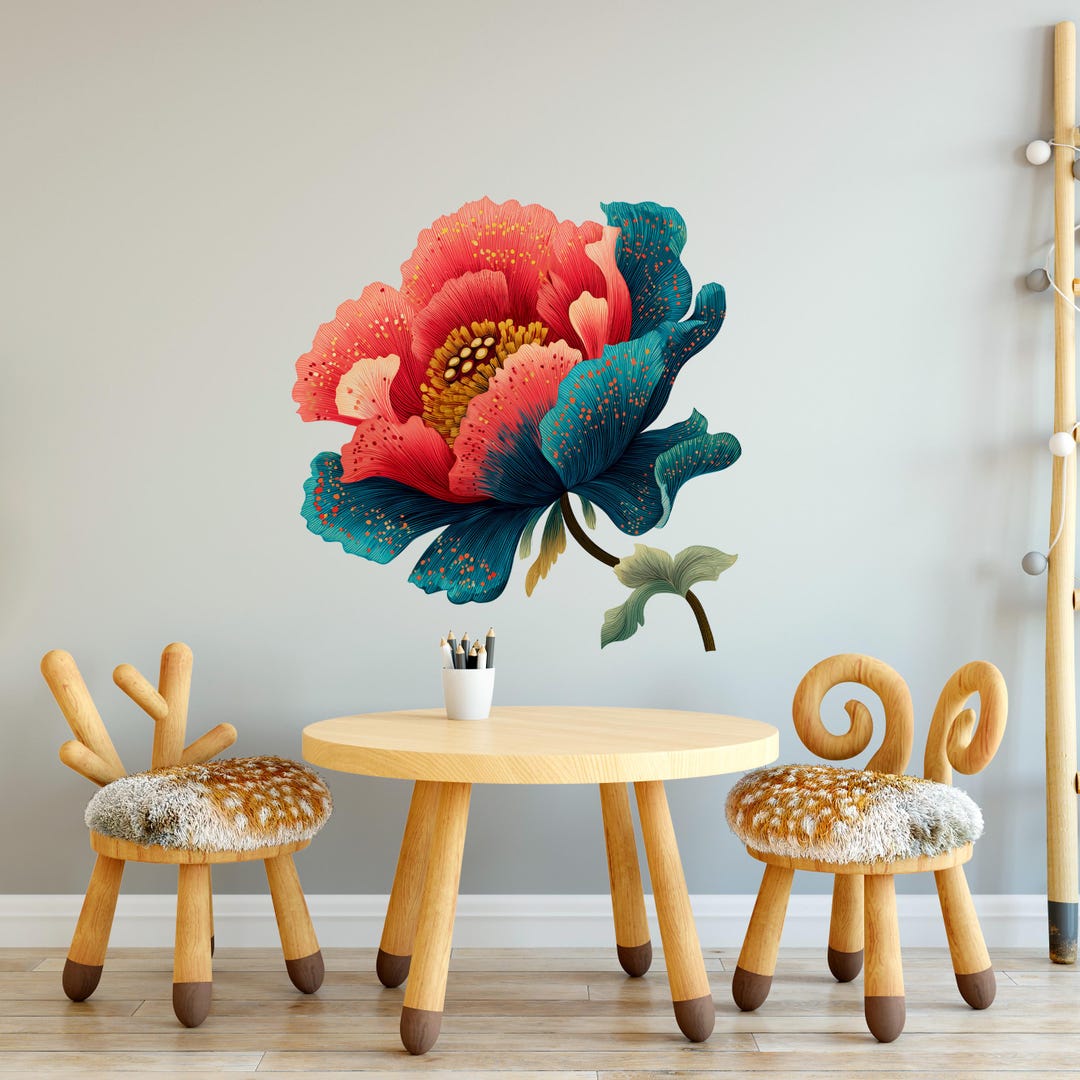Peony Flowers Wall Decals Living Room, Peony Flower Wall Stickers ...