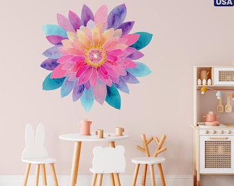 Boho Flower Wall Decal - Nursery Peel and Stick Daisy Wall Sticker