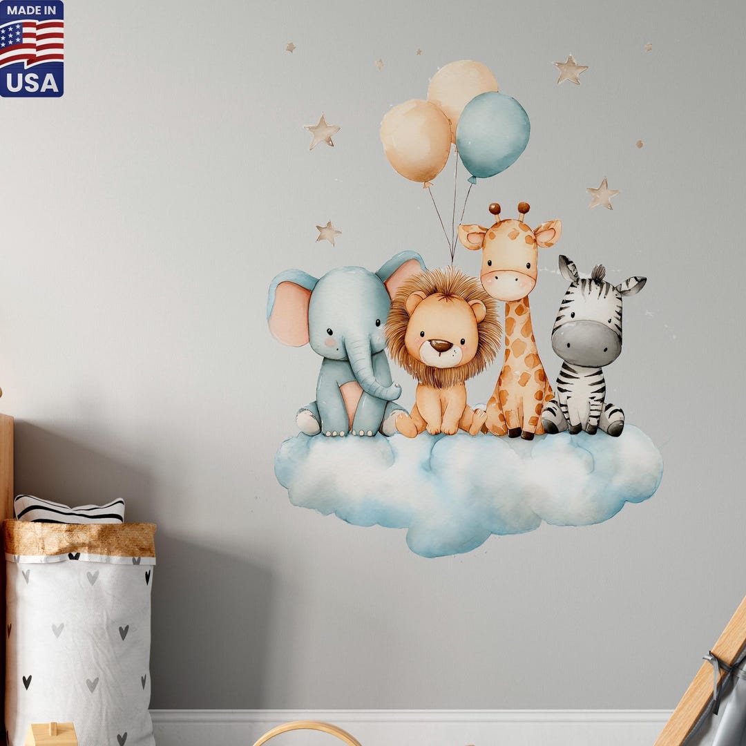 Safari Animals Wall Decal for Kids - Removable Peel and Stick Mural - Etsy