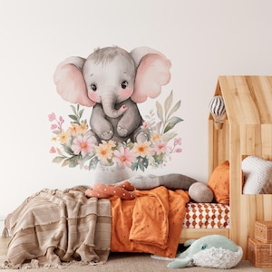 Baby Elephant Wall sticker, wall decal nursery,  wall stickers decor, wall decal for kids, Vinyl Decal Animal Wall Decal, Baby Shower Gift
