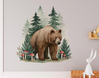 Bear Wall Decals - Woodland Nursery Kids Room Decals, Animal Sticker, Peel and Stick