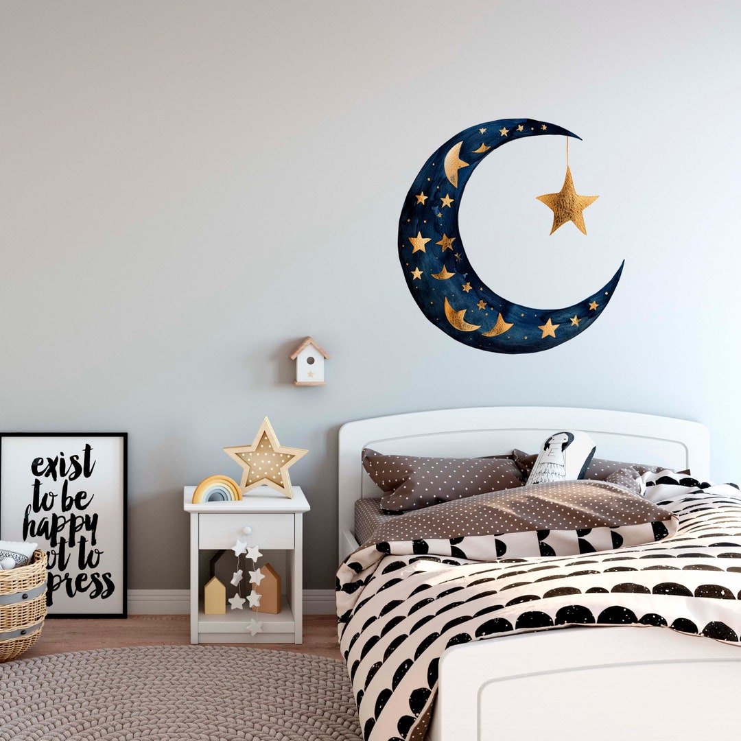 Moon Wall Decals - Boho Wall Stickers, Wall Art for Kids Room Decor ...