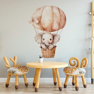 Elephant Wall Decor -  Cute Baby Animal Wall Decals, Safari Nursery Wall Stickers, Kids Room Wall Decals, Peel and Stick Vinyl Decals