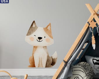 Watercolor Puppy Wall Decal – Boho Nursery Decor, Dog Lover Gift