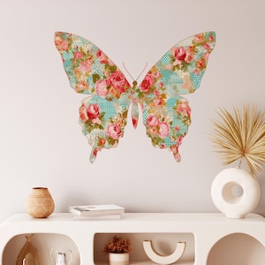 Muurstickers vlinder: bloemenvinyl kinderkamerdecoratie, boho-stijl