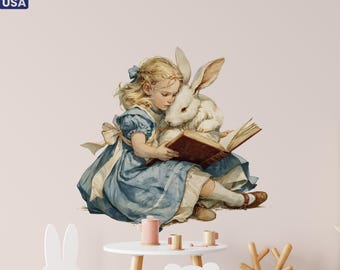 Alice in Wonderland Wall Decals, Princess Room Stickers, Nursery Peel and Stick Decor