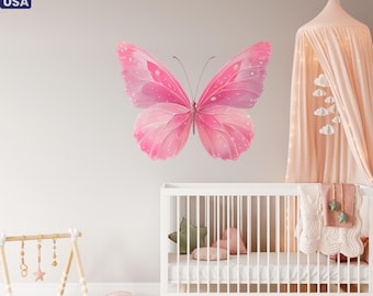 Large Pink Butterfly Wall Decals - Baby Girl Nursery Boho Decor
