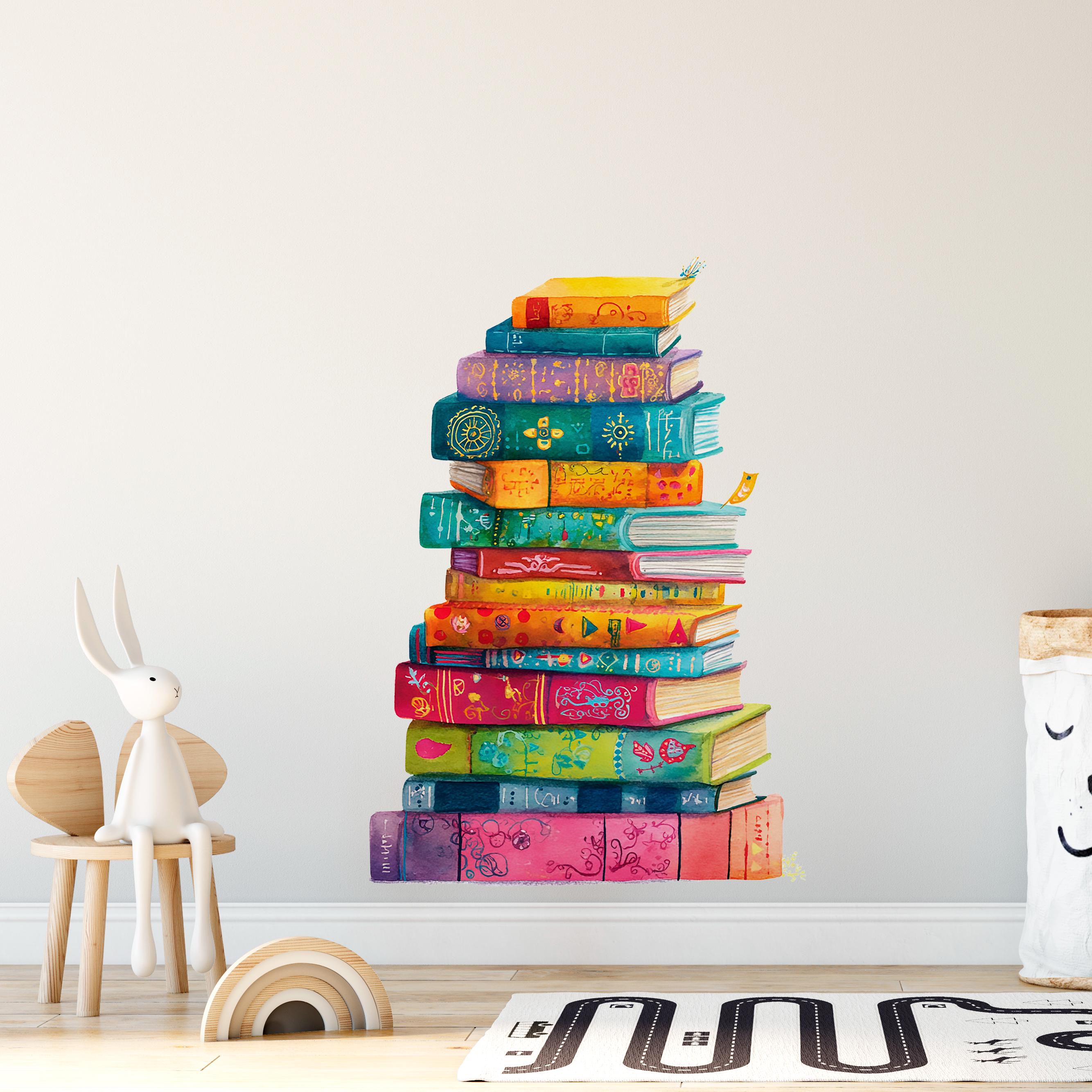 Stack of Books Wall Decal for Kids - Removable Peel and Stick Mural - Etsy