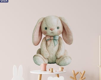 Bunny Wall Decals, Woodland animal Stickers, Nursery Peel and Stick Decor