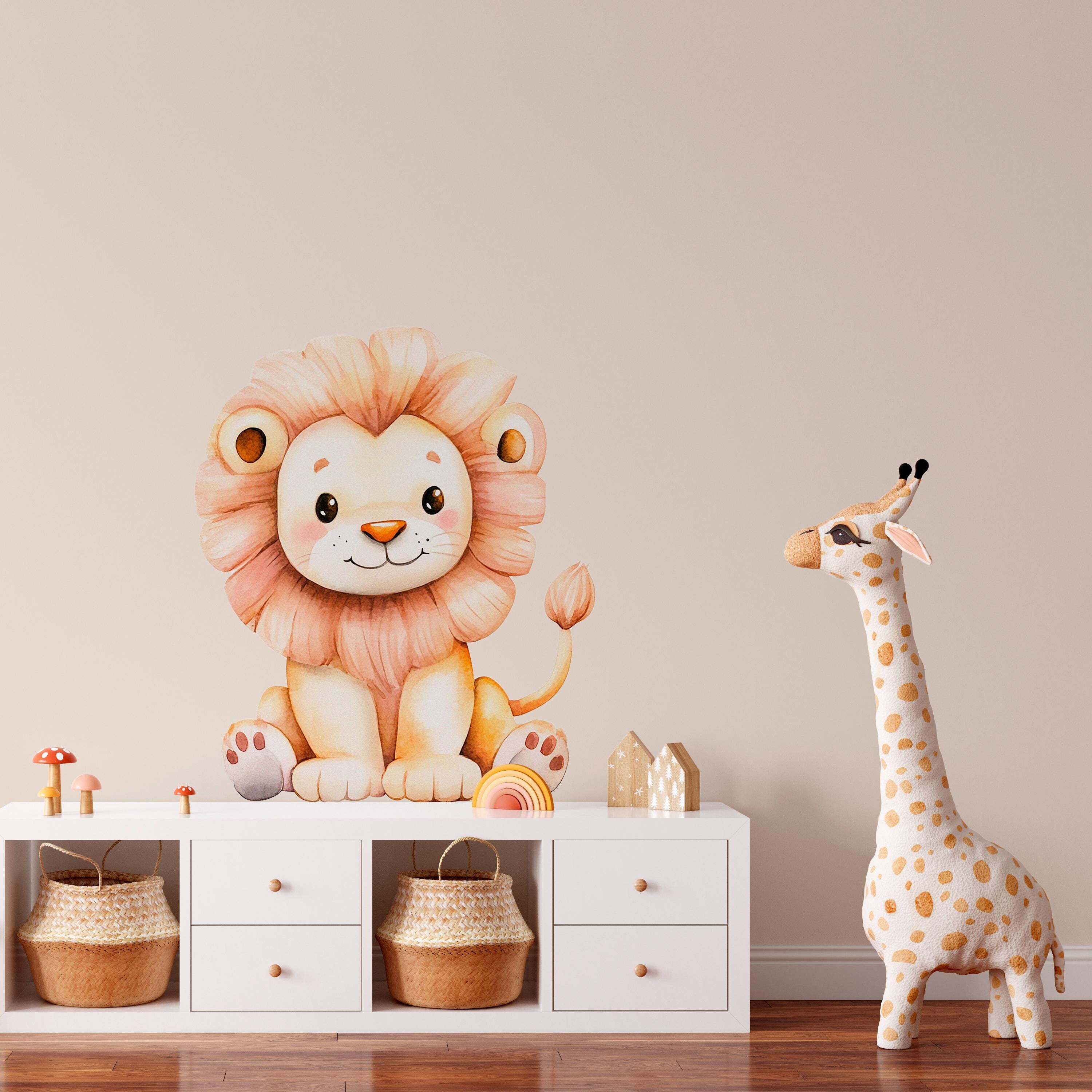 Lion Wall Decor - Cute Baby Animal Wall Decals, Safari Nursery Wall ...