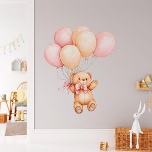 Teddy Bear & Balloons Nursery Wall Decal: Baby Room Decor