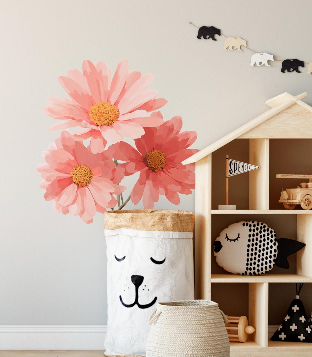 Daisy Flower Wall Decals – Nursery Floral Decor, Removable Vinyl - Etsy