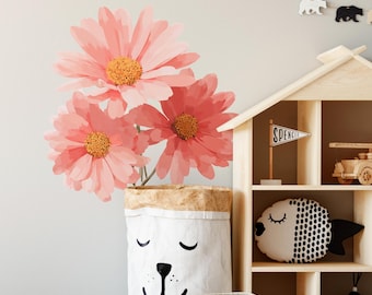 Daisy Flower Wall Decals – Nursery Floral Decor, Removable Vinyl