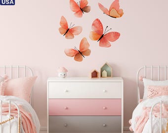 Pink Butterfly Wall Decals - Baby Girl Nursery Boho Decor