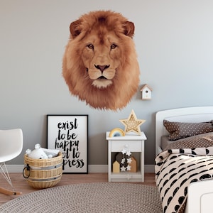 Lion Wall Decal - Animal Peel and Stick Vinyl design, Nursery Sticker, Art Decor Bedroom Design Mural home decor animals