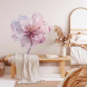Peony Flowers Wall Sticker, Boho Flower Peel and Stick Decals - Removable Wall Sticker for Nursery