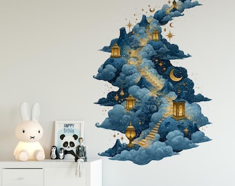 Stars Wall Decals - Clouds Nursery Kids Room Decals, Girl Sticker, Peel and Stick
