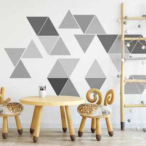 Black & White Triangle Wall Decals: Scandinavian Geometric Decor