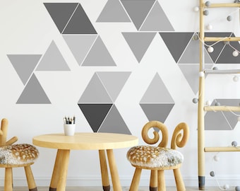 Black & White Triangle Wall Decals: Scandinavian Geometric Decor