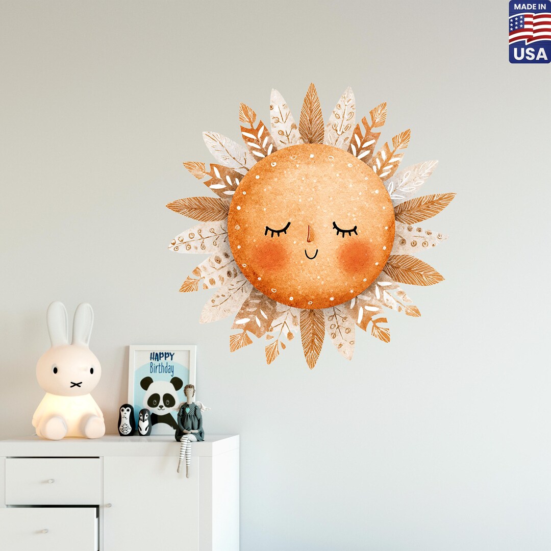 Boho Sun Wall Decals - Sunshine Wall Stickers, Boho Nursery, Kids Room ...