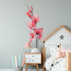 Muurstickers zachtroze bloem: verwijderbare kinderkamerdecoratie