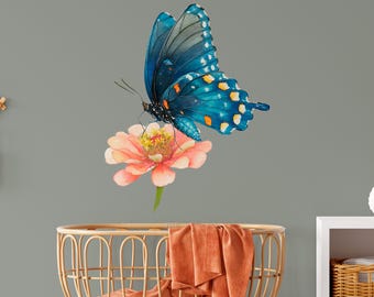 Flower Balloon Wall Decals With Butterflies & Rabbit – Baby Nursery, Kids Bedroom, Living Room Wall Stickers (3 Sheets, DIY)