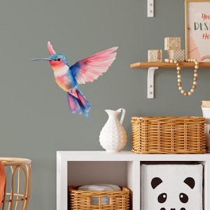 Hummingbird Wall Decal: Removable Vinyl Sticker, Nursery Decor (4x4&quot;)